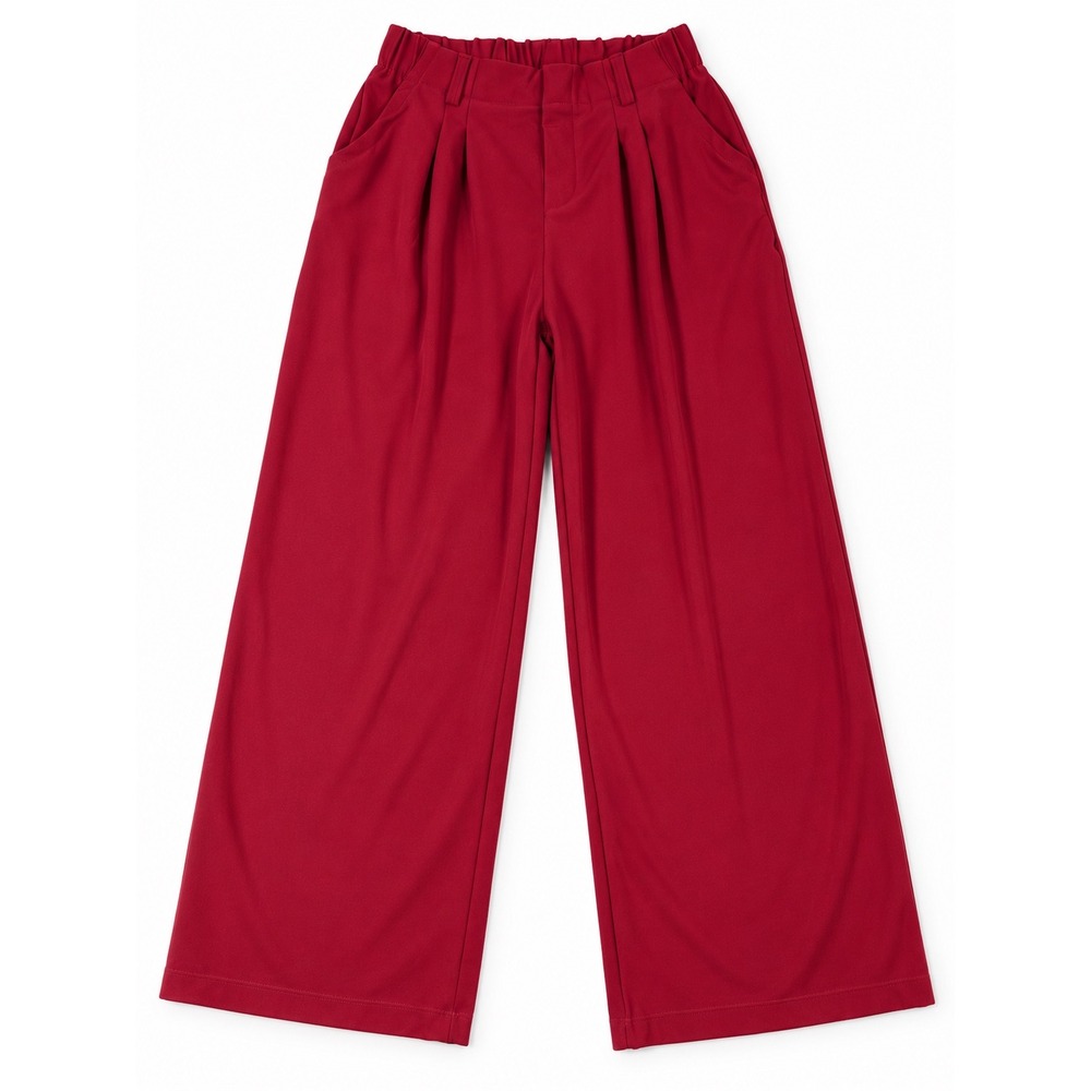 Halara Womens High Waisted Wide Leg Pleated Knit Trousers Berry Red medium